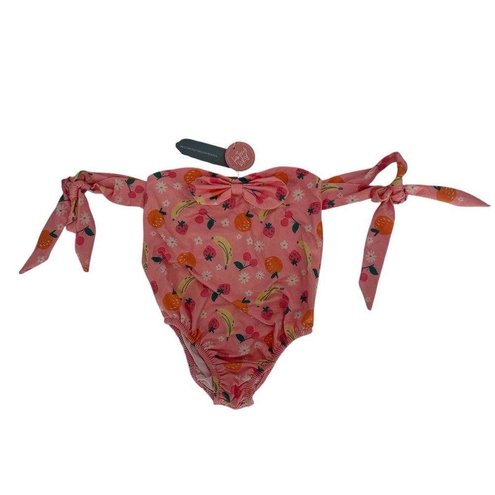 NWT Bailey’s Blossoms Girly Snap Bottom Pink Fruit Swimsuit One Piece Size 3T